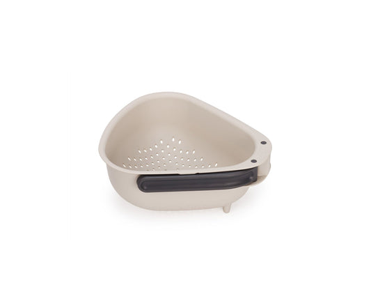 [hidden] Droplet Large White Colander with Folding Handle