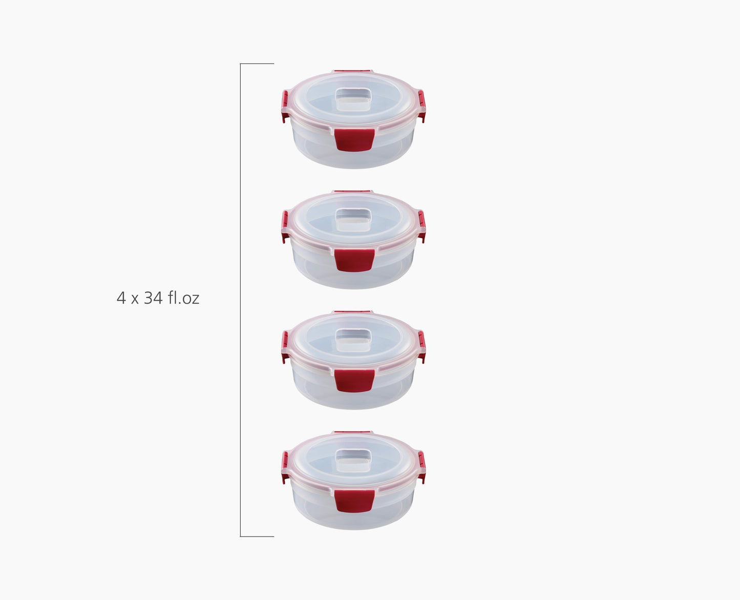 [half-width] Nest Lock 4-Piece Red 1L Round Container Set