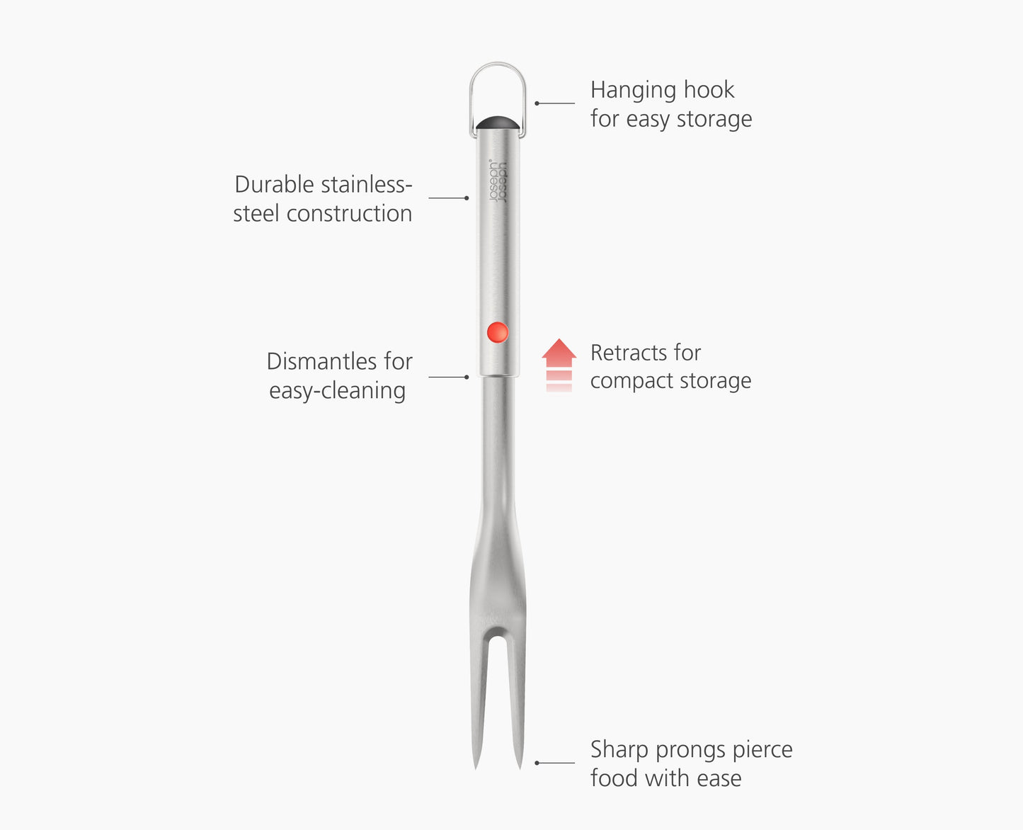 [half-width] GrillOut Stainless-Steel BBQ Fork with Extending Handle