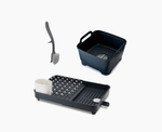 [hidden] 3-piece Grey Drainer, Washing-up Bowl & Brush Set