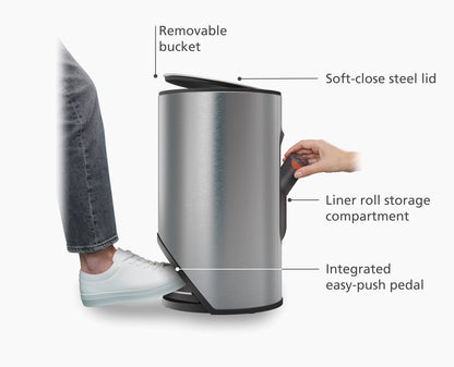 [half-width] Arc™ 10L Easy-push Stainless-steel Pedal Bin - 30152 - Image 4