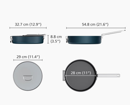 [half-width] Space™ 28cm Non-stick Blue Saute Pan & Lid - 45044 - Image 7