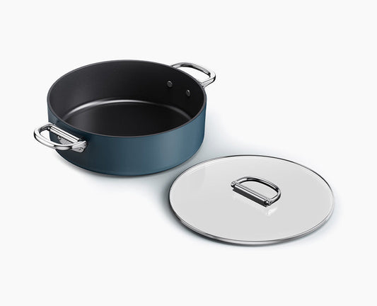[hidden] Space™ 28cm Non-stick Shallow Blue Casserole Pan & Lid - 45046 - Image 1