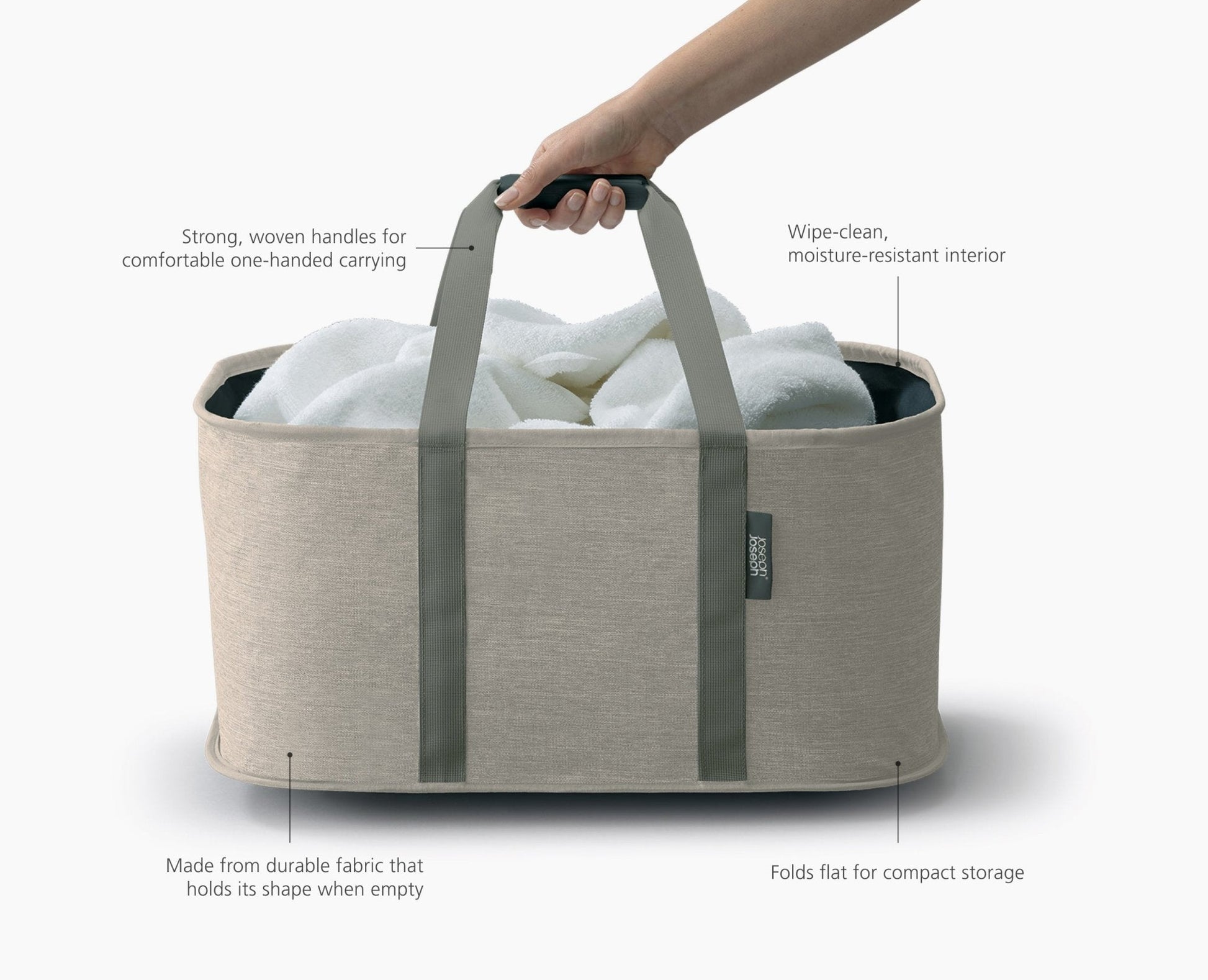 [half-width] Hold-All™ Ecru Collapsible 35L Laundry Basket