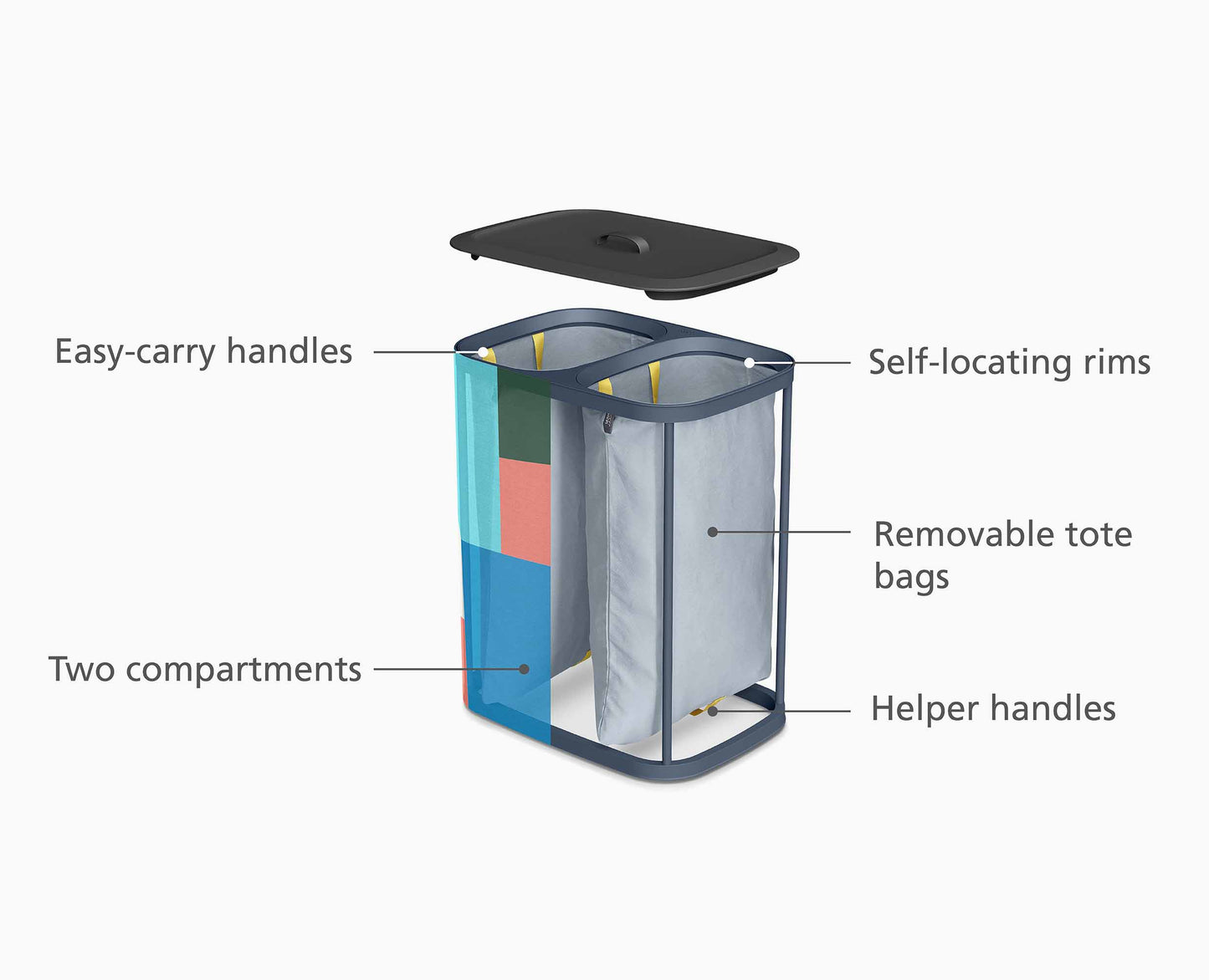 [half-width] Tota 90L Laundry Separation Basket - Jonathan Lawes Print - 50046 - INFO