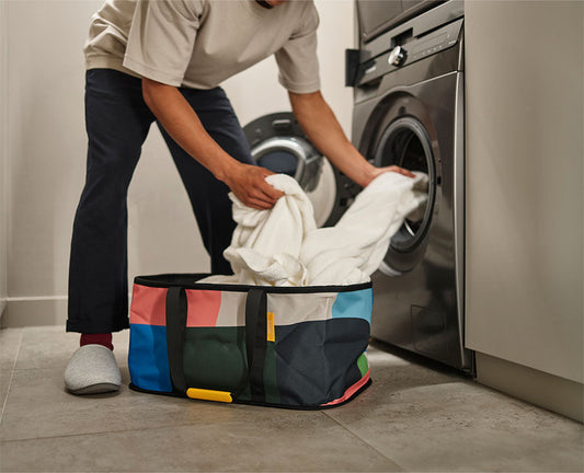 [hidden] [lifestyle] Hold-All™ Collapsible 35L Laundry Basket - Jonathan Lawes Print - 50047 - Image 1