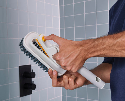 [hidden] [lifestyle] CleanTech™ 2-in-1 Tile Scrubber Tool with Extension Pole