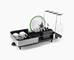 [hidden] Extend™ Steel Plus Expandable Black Dish Drainer with Wine Glass Rack