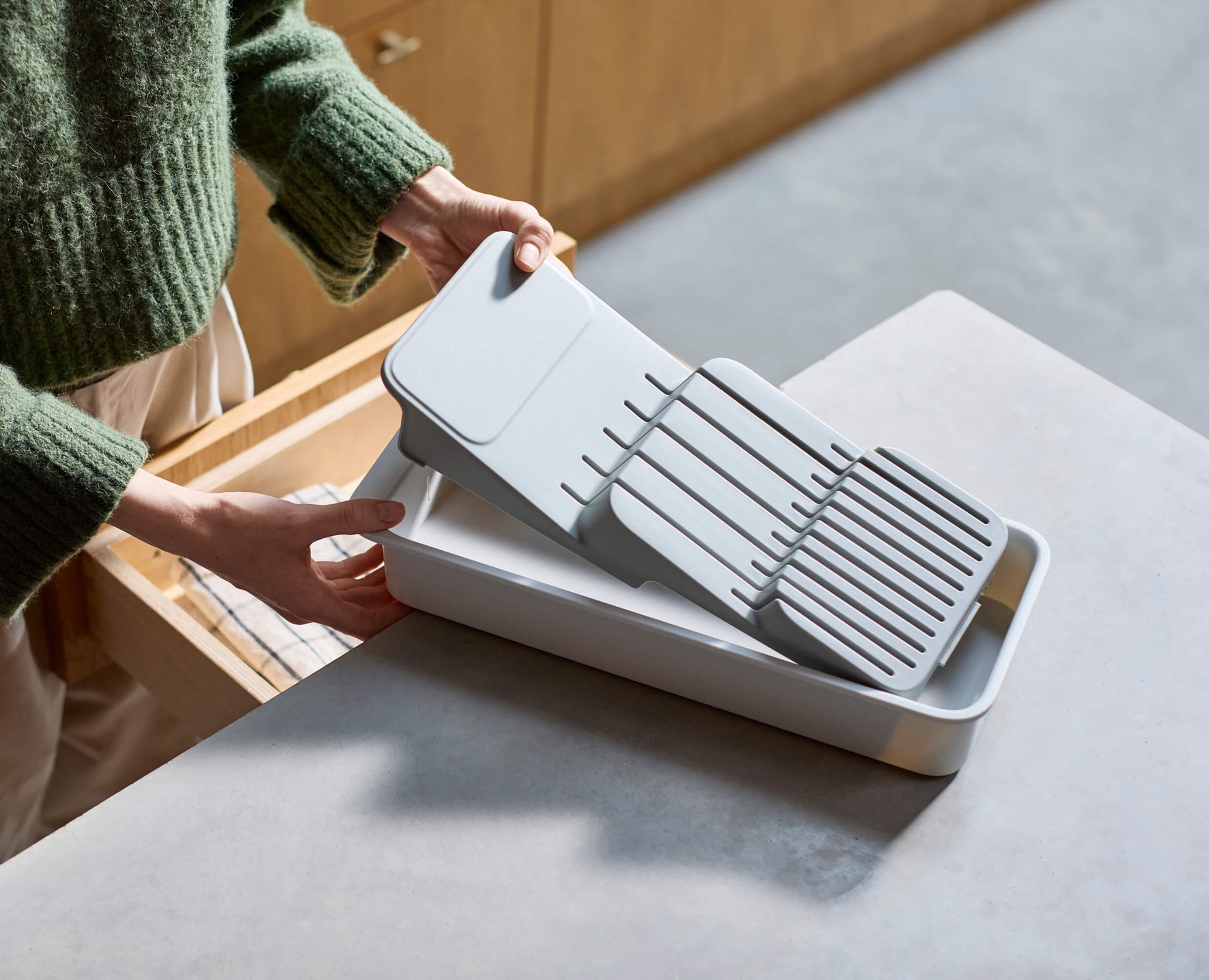 [half-width] DrawerStore™ 2-Tier Compact Knife Organiser