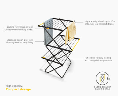 [half-width] AirFrame™ 16m Folding Airer with Long Garment Hanging Rails