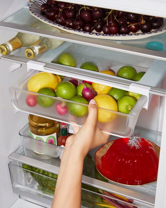 [hidden] [lifestyle] 2-piece FridgeStore™ Clear Under-shelf Drawer & Storage Bin Set