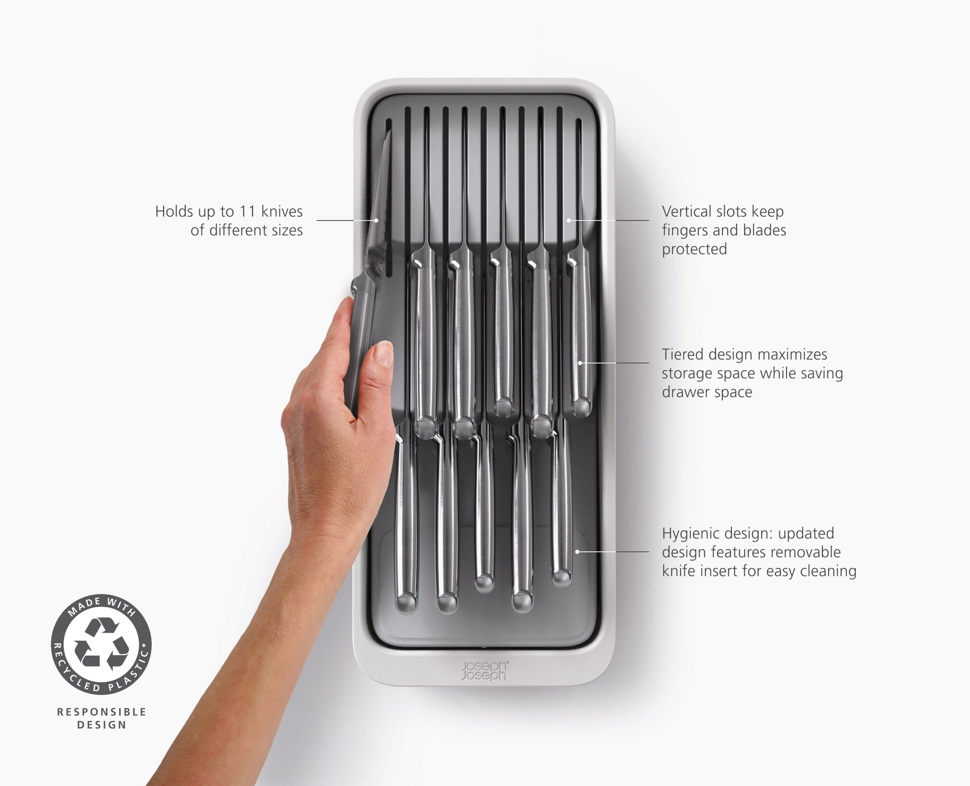 [half-width] DrawerStore™ 2-Tier Compact Knife Organiser