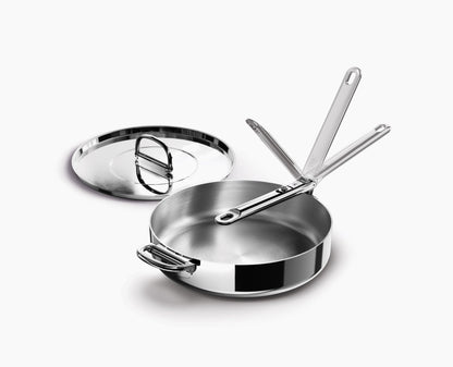 [hidden] Space Steel Folding Handle 28cm Saute Pan & Lid