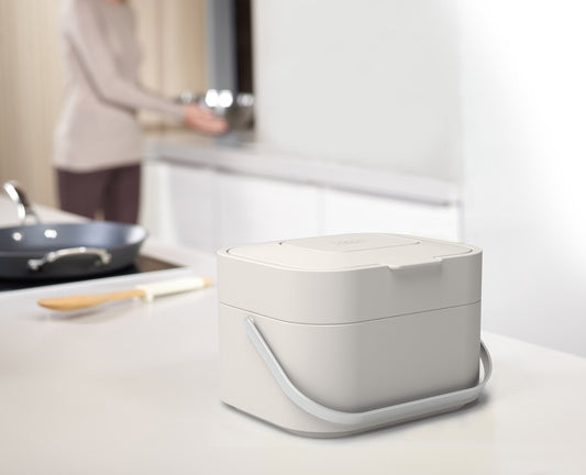 [hidden] [lifestyle] Stack 4L Stone Food Waste Caddy Starter Set