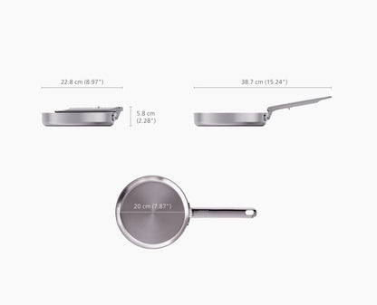 [half-width] Space Steel Folding Handle 20cm Frying Pan