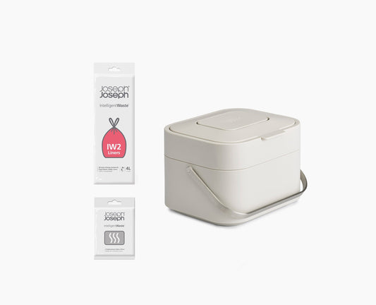 [hidden] Stack 4L Stone Food Waste Caddy Starter Set