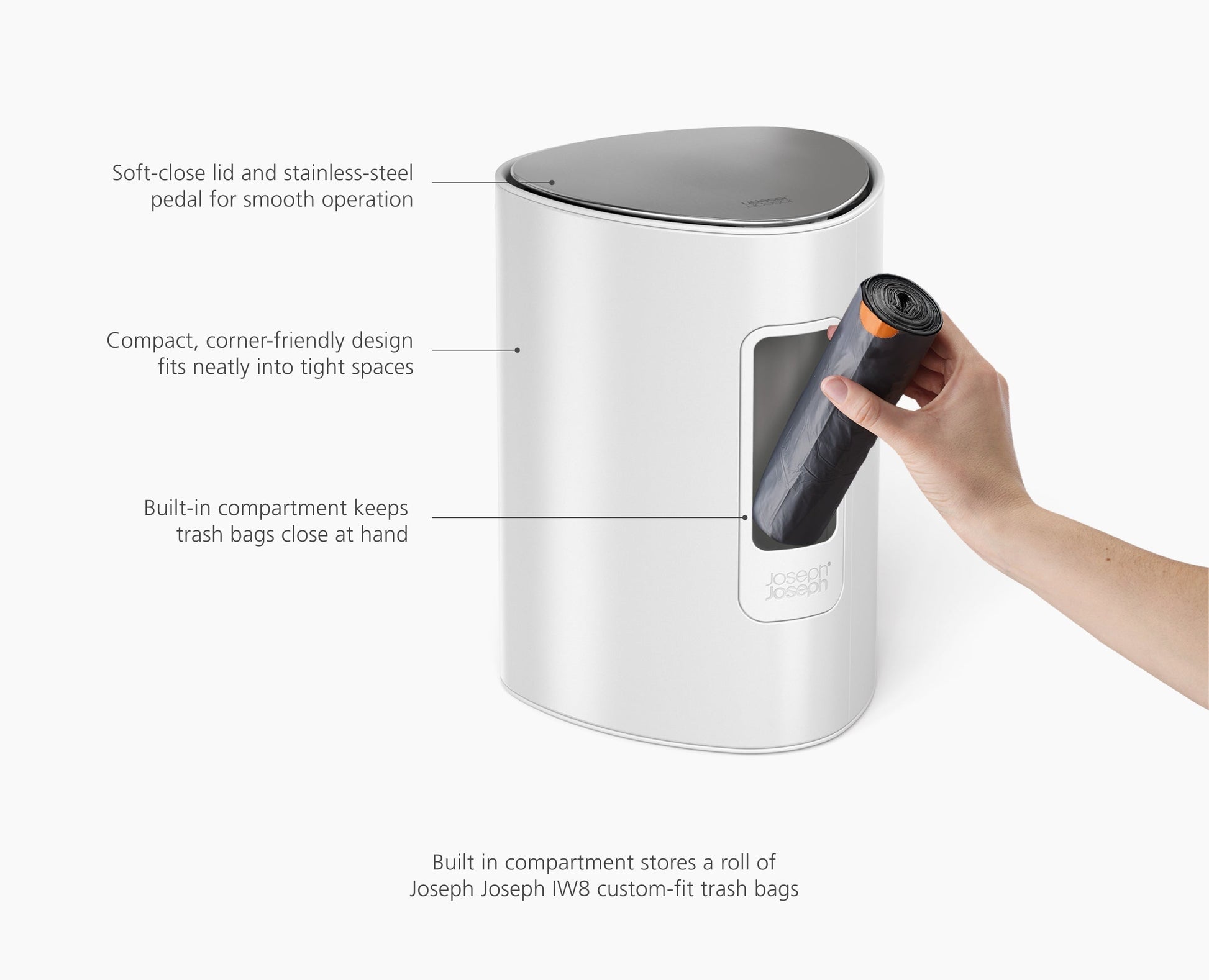 [half-width] EasyStore™ 5L Gloss White Bathroom Bin Starter Set